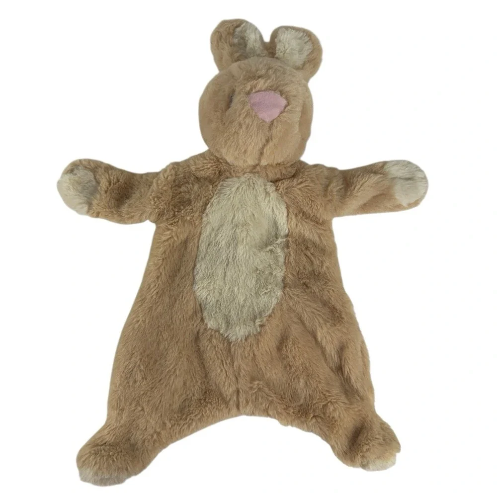 Kellytoy Luxe Bunny Rabbit Plush Security Blanket Tan Lovey Crinkle Easter Plush