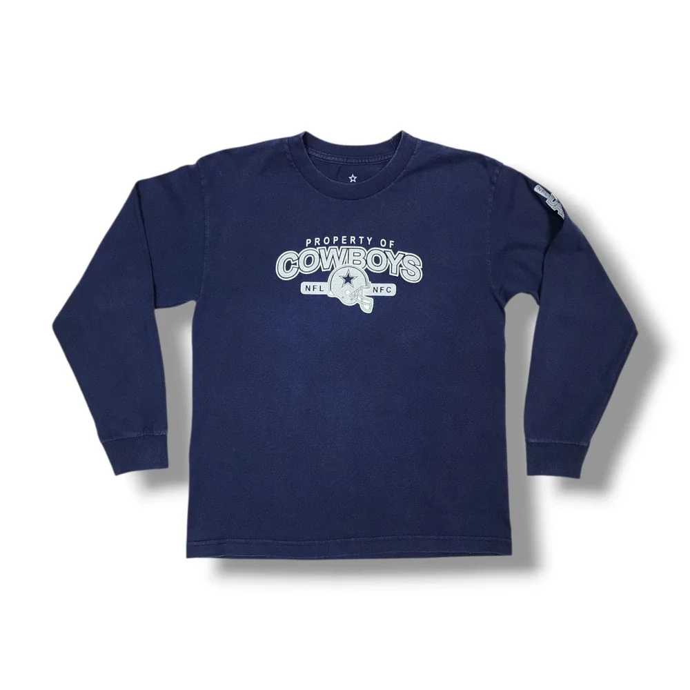 Dallas Cowboys Property Of Cowboys NFL NFC Long Sleeve Navy Blue T-Shirt Youth L