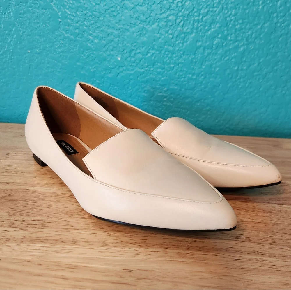 Nine West Elegant Cream Leather‎ Upper Loafers Flats for Women WNABAY, Size 8.5