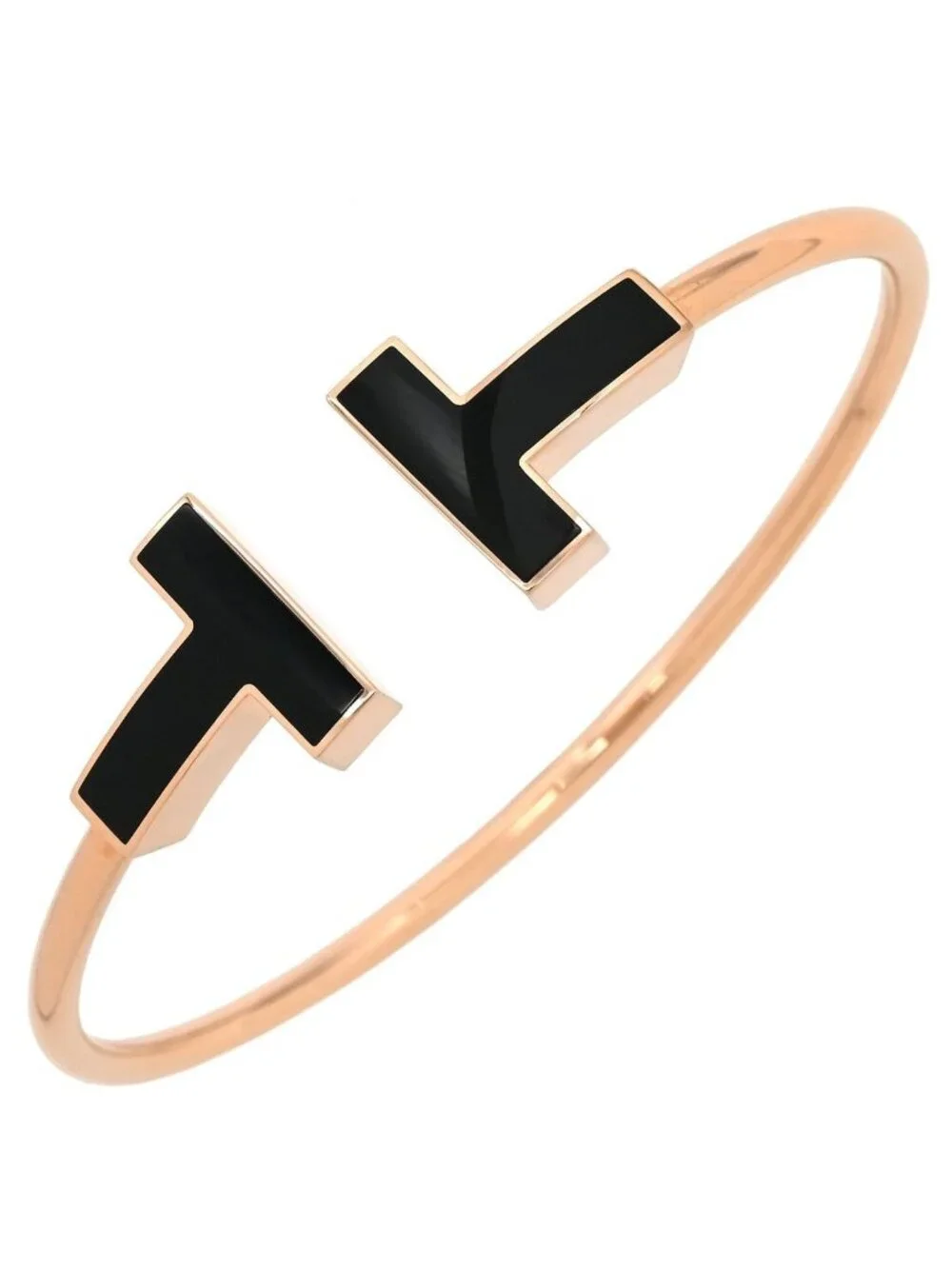 Tiffany & Co Bracelet T Wire Wide Black Rose Gold PG T& 18k Bangle Large