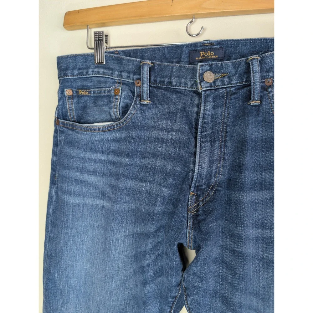 Polo Ralph Lauren Jeans Mens 36x30 The Classic Fit Stretch Blue Denim‎ Whiskered