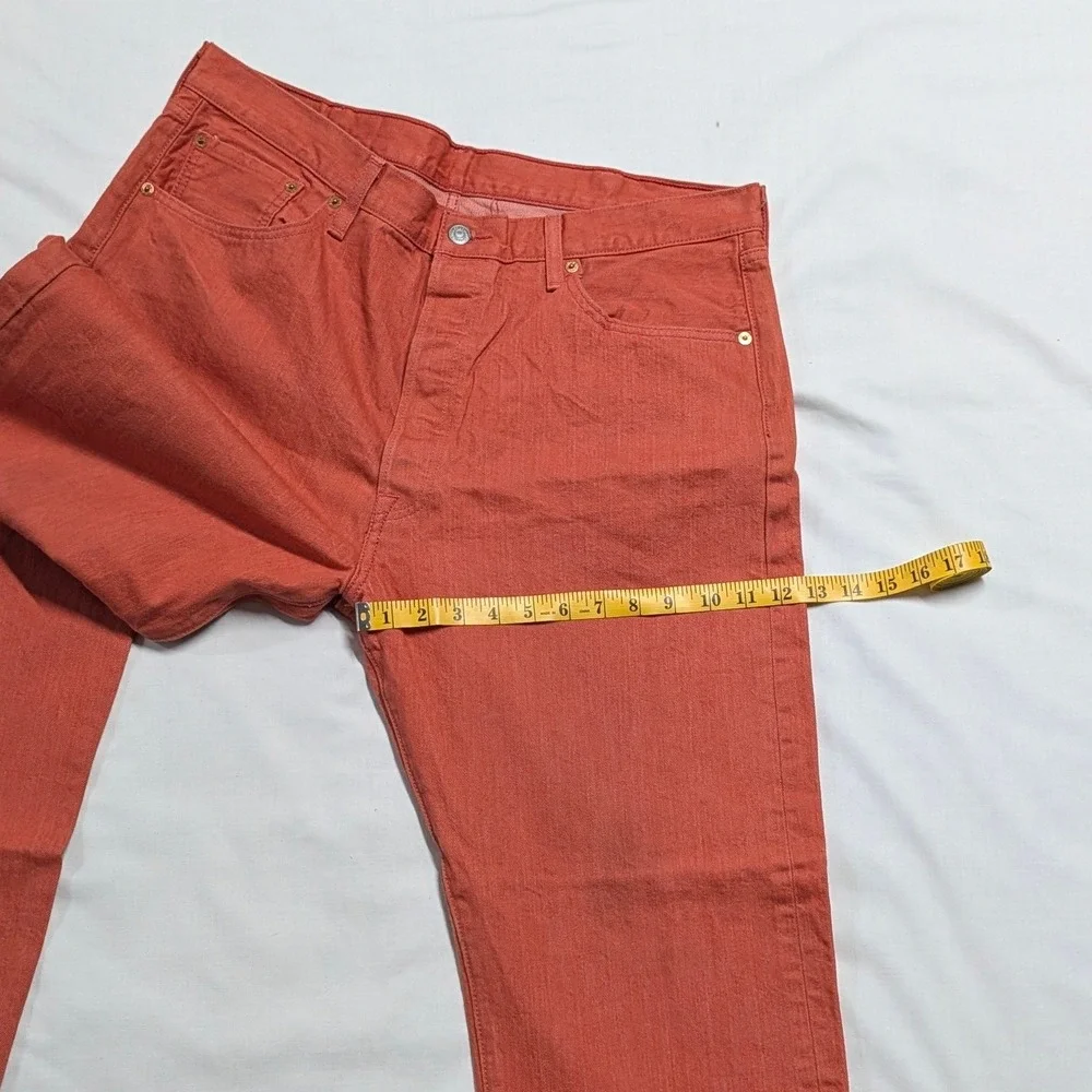 Levi's 501 Original Fit Straight Leg Salmon Orange Jeans Mens 40x32