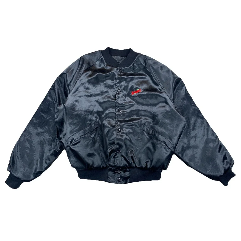 Vintage Squirt ABC Sports Satin Jacket Button Up Size XL‎ USA Black