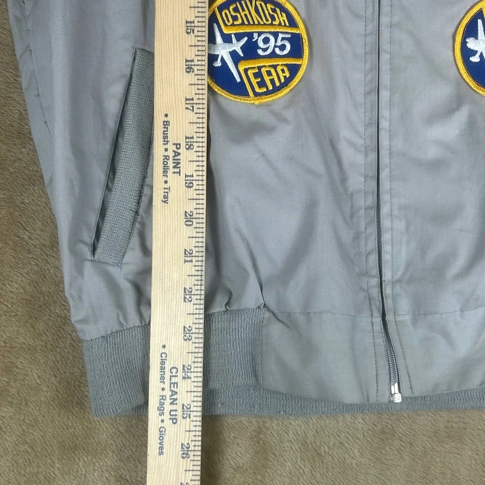 Vintage Horizon Outerwear‎ Oshkosh EAA Flight Bomber Jacket Gray Patches Small