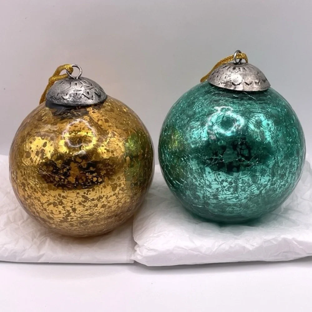 Gold Green Mercury Crackle Glass 3