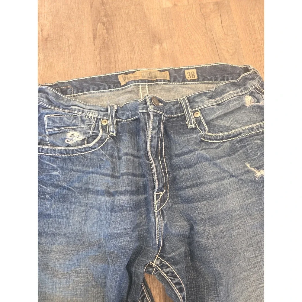 BKE Jeans‎ Mens 38x36 Tyler Straight Dark Wash Distressed Cotton