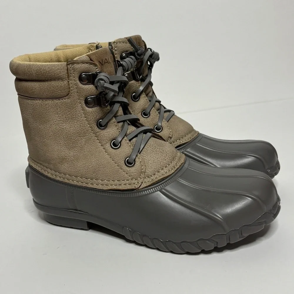 NWOT Nautica Women's Sea Ripple Duck Boots Tan‎ Gray Size 6 Lace Up Side Zip