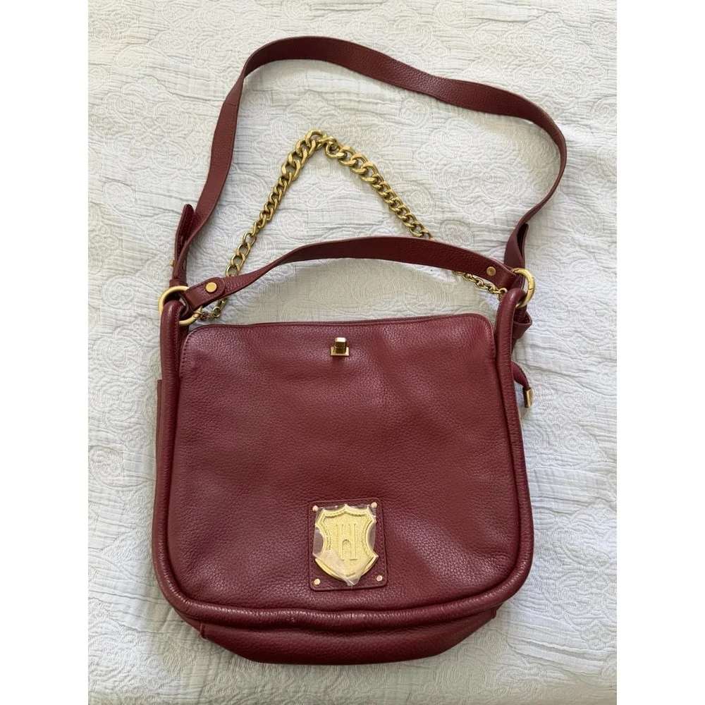 J.W.‎ Hulme Co. Womens Burgundy Leather Inner Pockets Crossbody Bag Editor