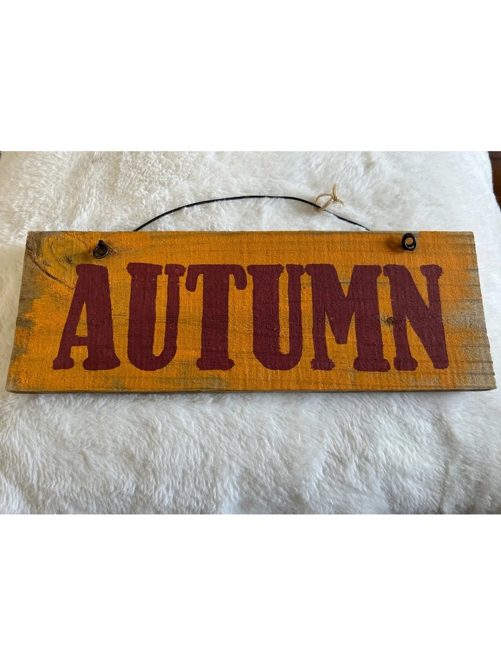 Wooden Autumn Wall Hanging Sign with Wire Hanger
