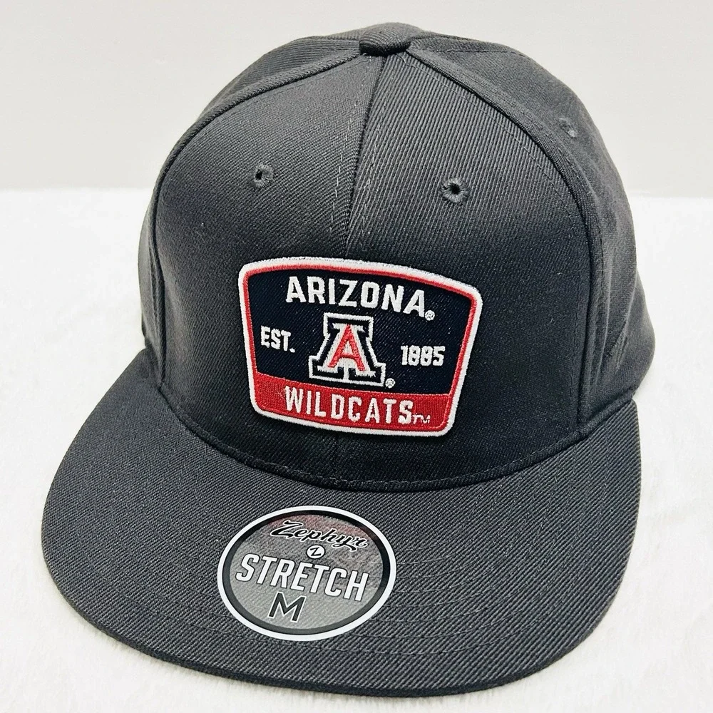 Zephyr Arizona Wildcats Logo Flat Bill Hat Cap Stretch Flex Medium Charcoal NCAA
