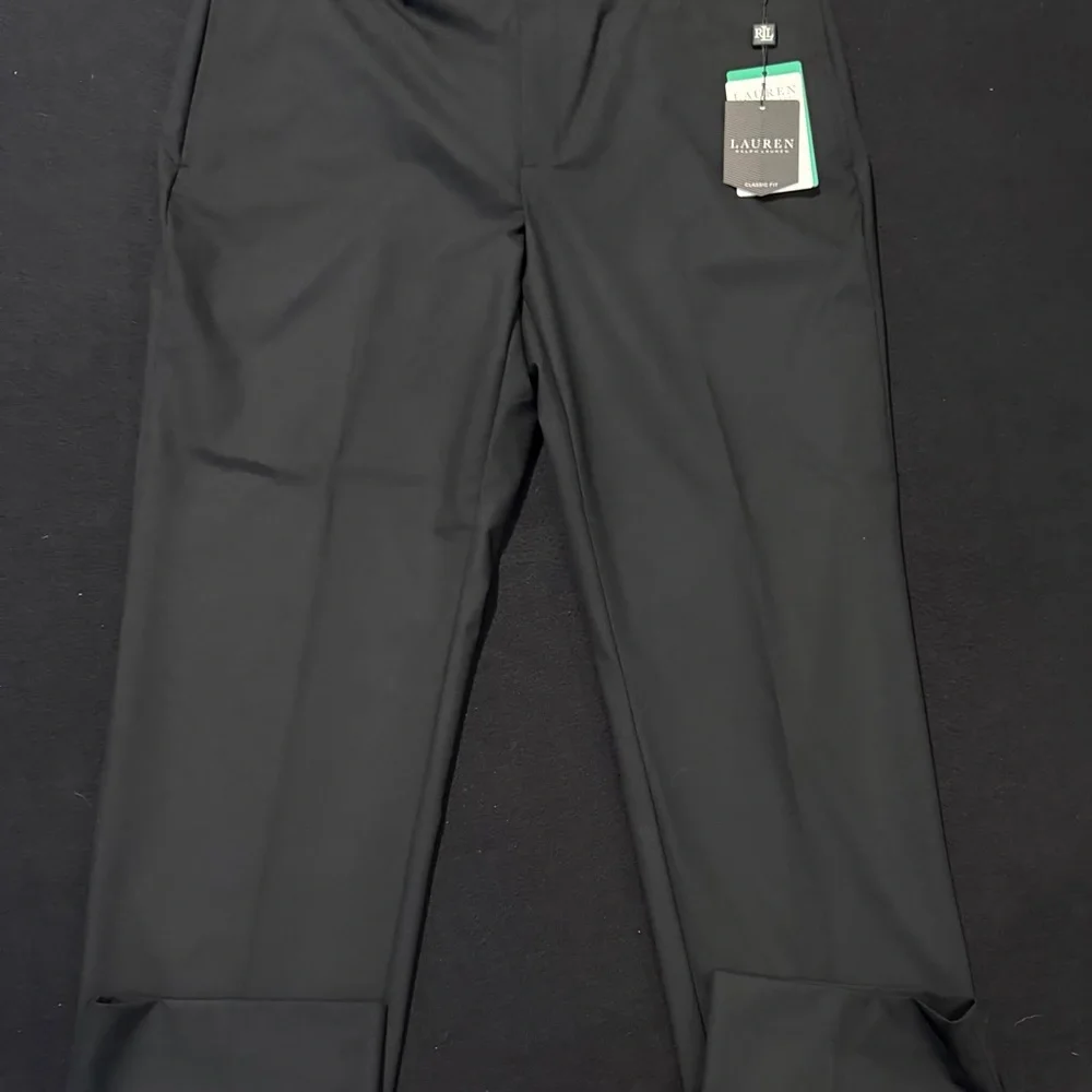 Lauren Ralph Lauren Men's Classic-Fit Solid Flat-Font BLACK 38x32 Pants NWT‎