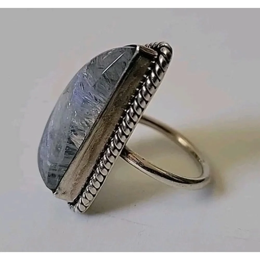 Sterling Silver Moonstone Cocktail Pinky‎ Ring 4.75 Feldspar Intuition Spiritual