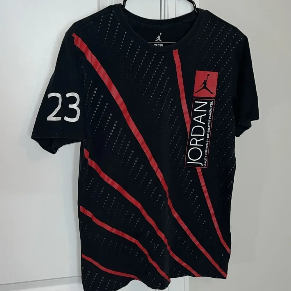 Nike Air Mike Jordan Black Red Collector 23 Basketball Swingman T Shirt M Slim