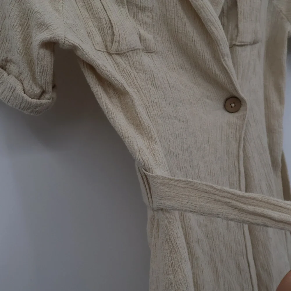 Free‎ People Clementine Mini Dress Womens S Beige Safari Resort Coastal Beach