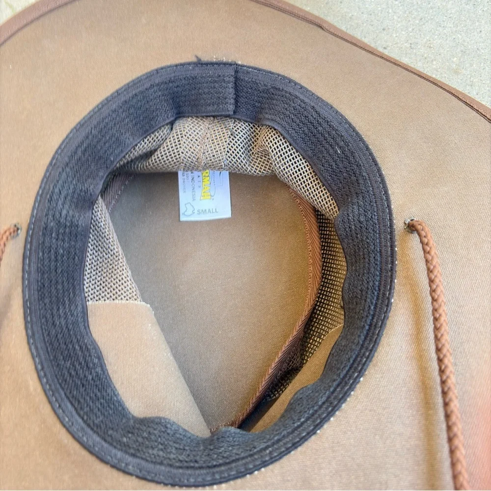 Barmah 1064 Foldaway Cattle Suede Cooler Leather Hat Brown Unisex Size Small