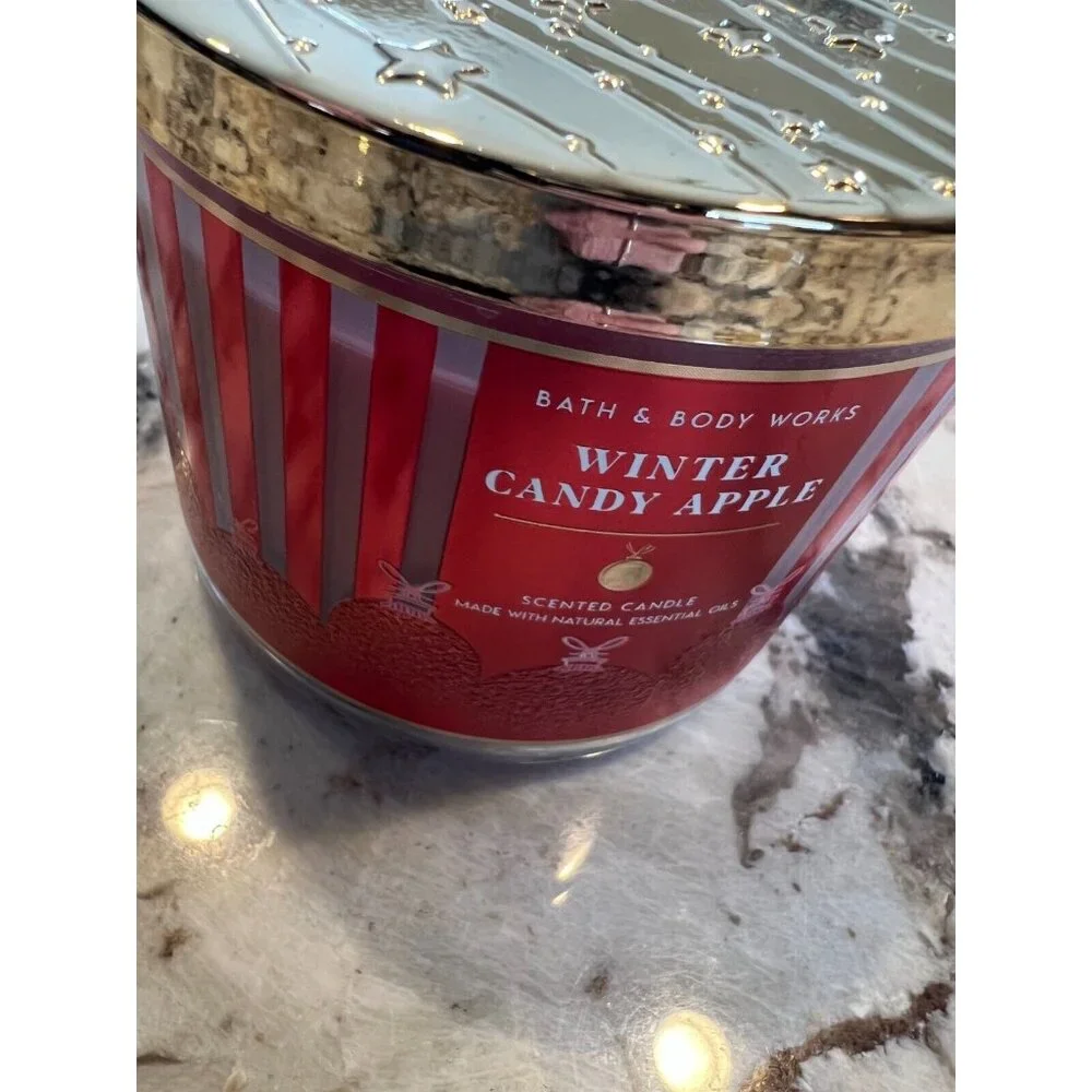 Bath & Body Works 3 wick‎ Scented Candle Winter Candy Apple 14.5 Oz NeW Natural