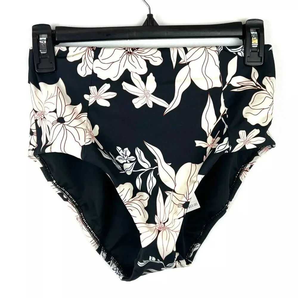 Sanctuary Women’s High Waist Dark Green Floral Bikini Bottom Size XS