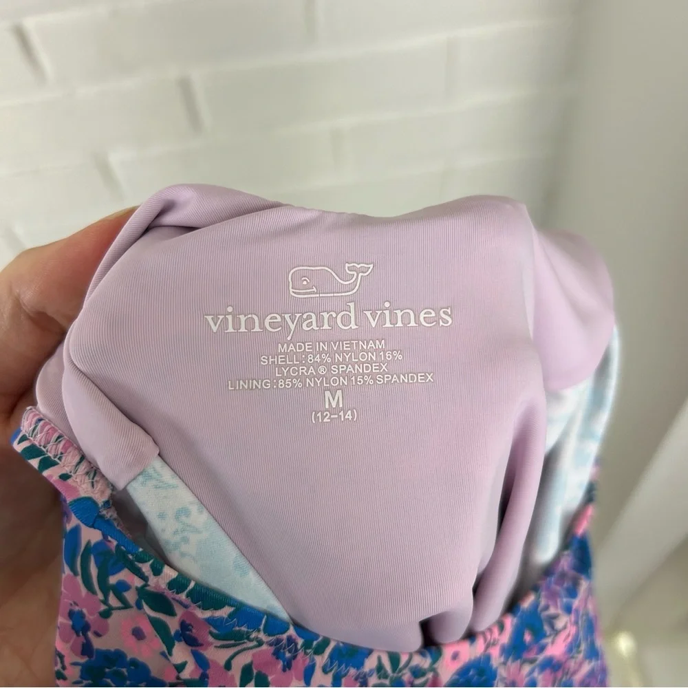 Vineyard Vines Girls Floral Long Sleeve One Piece Swimsuit Size M 12-14