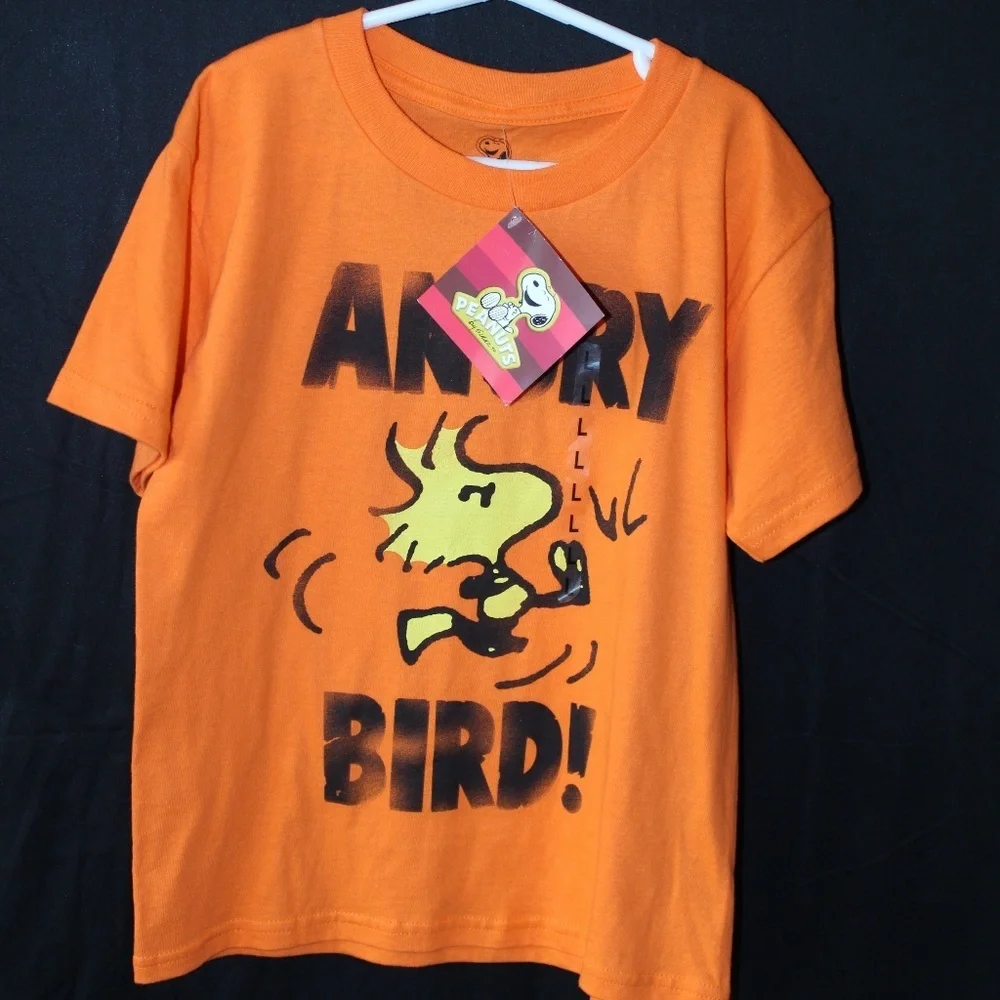 NWT Peanuts Angry Bird! Boys Orange t-shirt