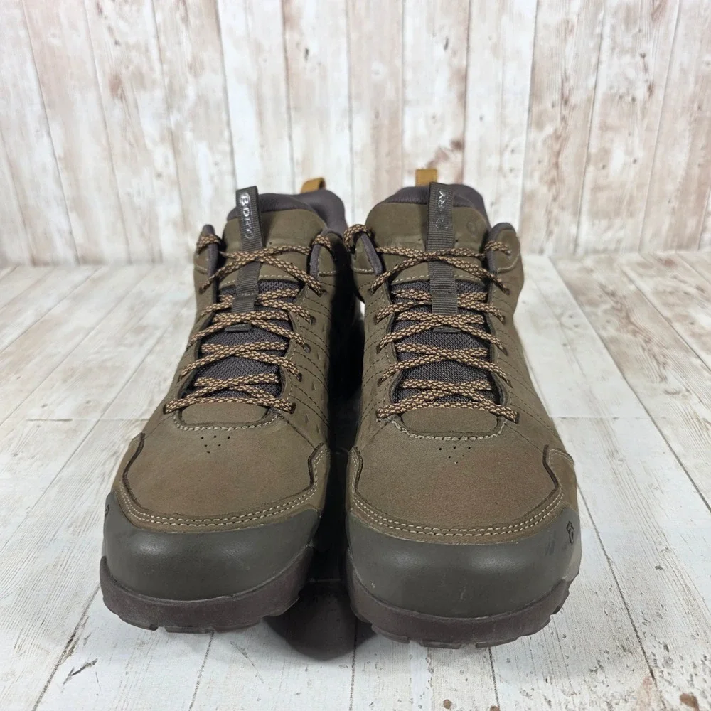Oboz Sypes Low B-DRY Waterproof Hiking Shoes Mens‎ 12 Peat Brown Nubuck Leather
