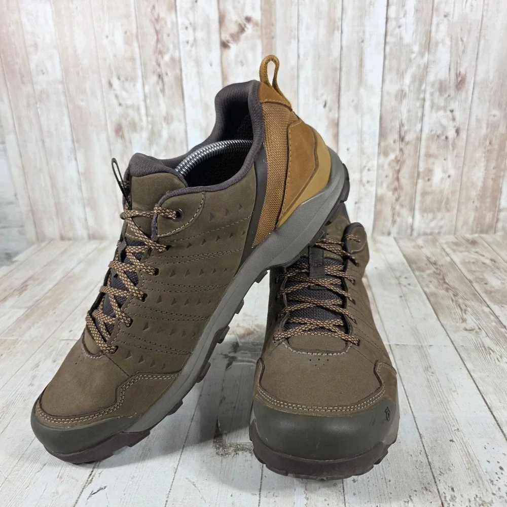 Oboz Sypes Low B-DRY Waterproof Hiking Shoes Mens‎ 12 Peat Brown Nubuck Leather