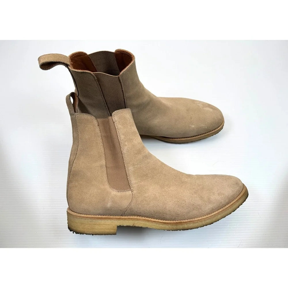ORO Alicante Crepe‎ Chelsea Boots Mens 12 $385 Suede Pull on Round Toe Ankle Tan
