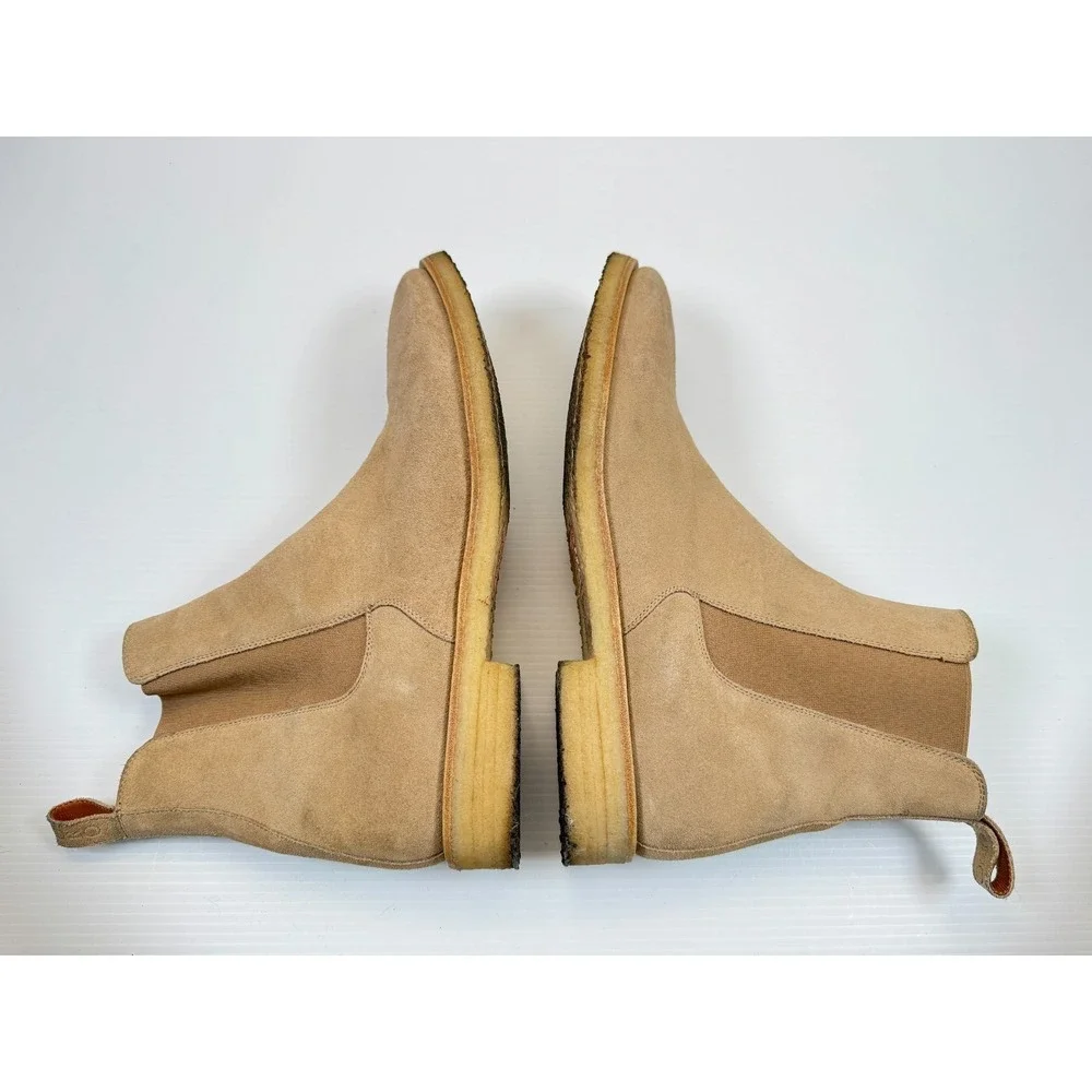 ORO Alicante Crepe‎ Chelsea Boots Mens 12 $385 Suede Pull on Round Toe Ankle Tan