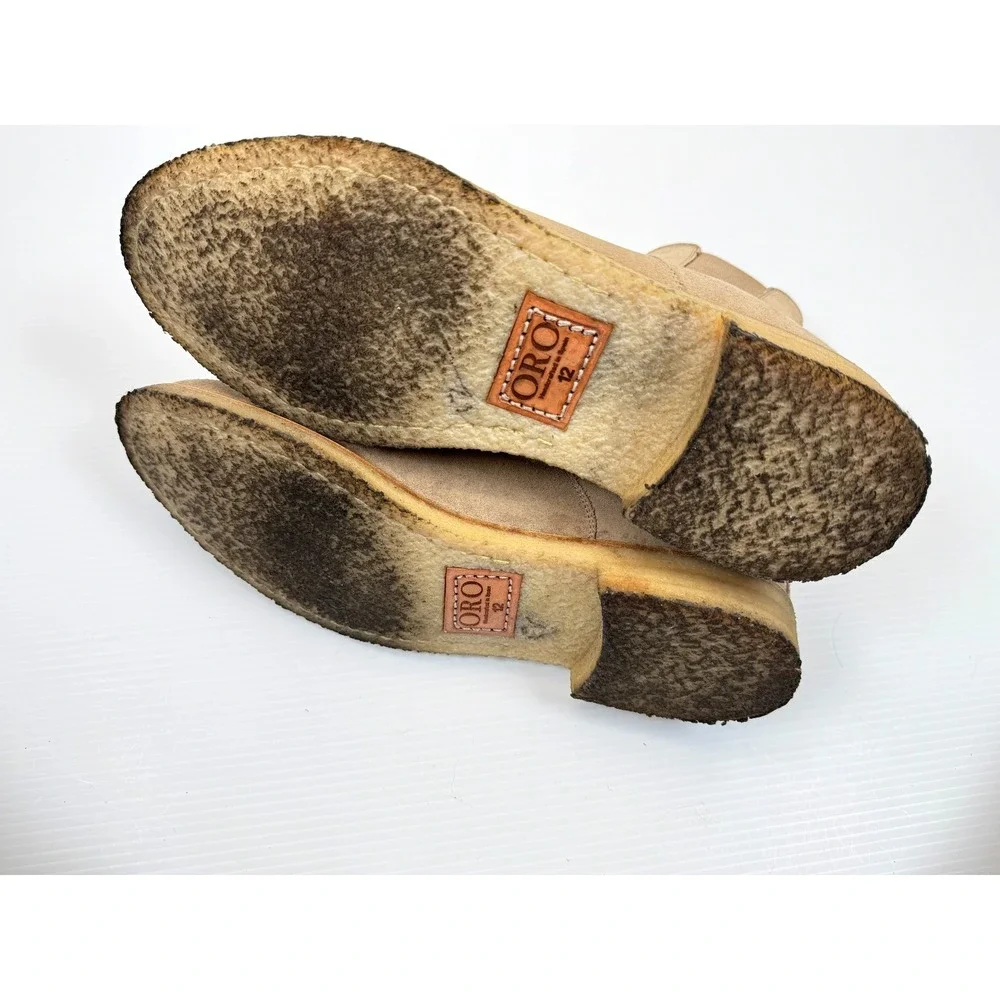 ORO Alicante Crepe‎ Chelsea Boots Mens 12 $385 Suede Pull on Round Toe Ankle Tan