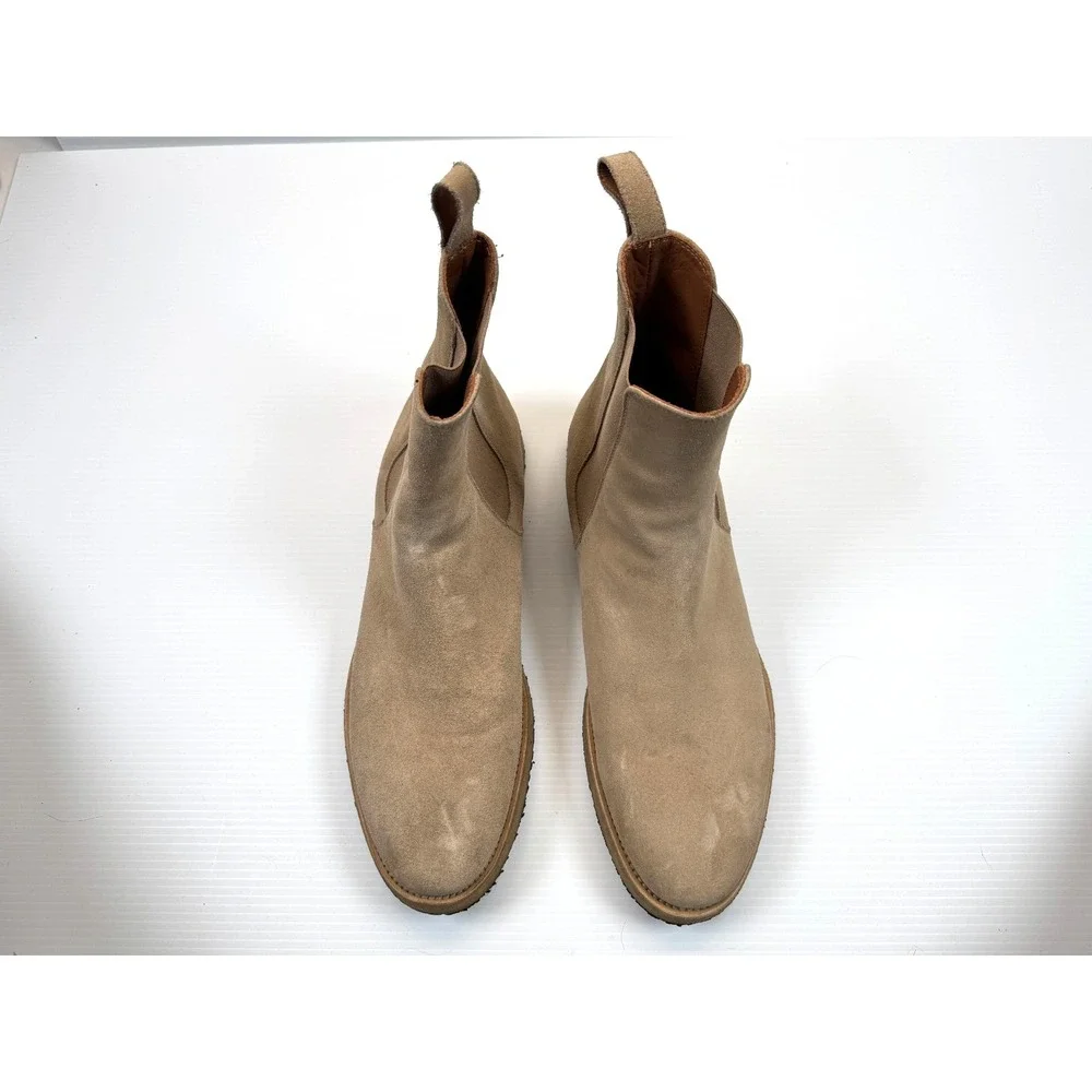 ORO Alicante Crepe‎ Chelsea Boots Mens 12 $385 Suede Pull on Round Toe Ankle Tan