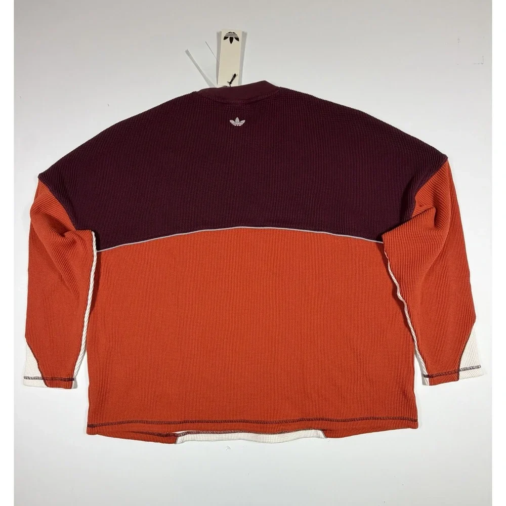 adidas LS Sports Tee Adidas OG LA Orange Waffle Knit JX6138 Men's Size Medium
