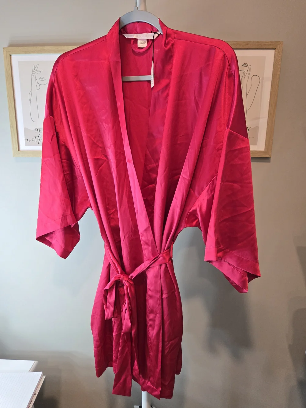 Victoria's Secret Satin Kimono Robe in Hot Pink
