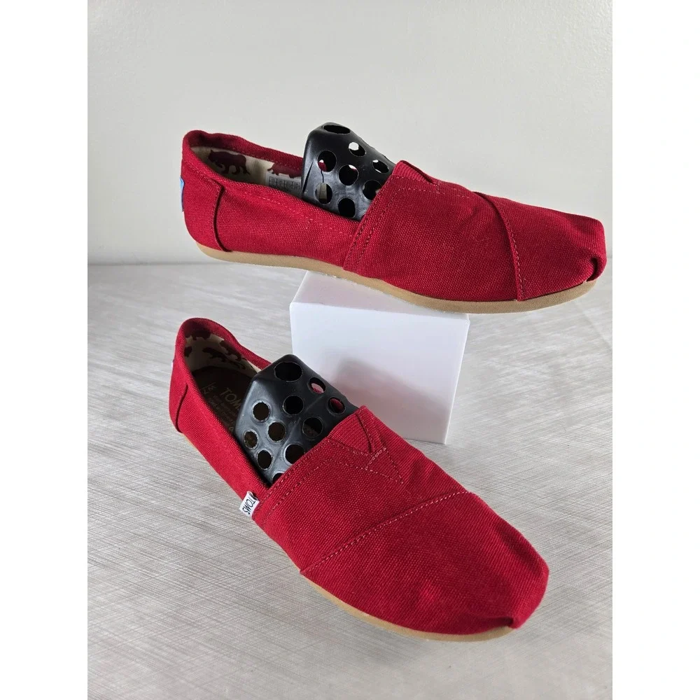 TOMS Alpargata Red Canvas Slip On Shoes Womens Size 7 1000380319-11 Flat Sneaker