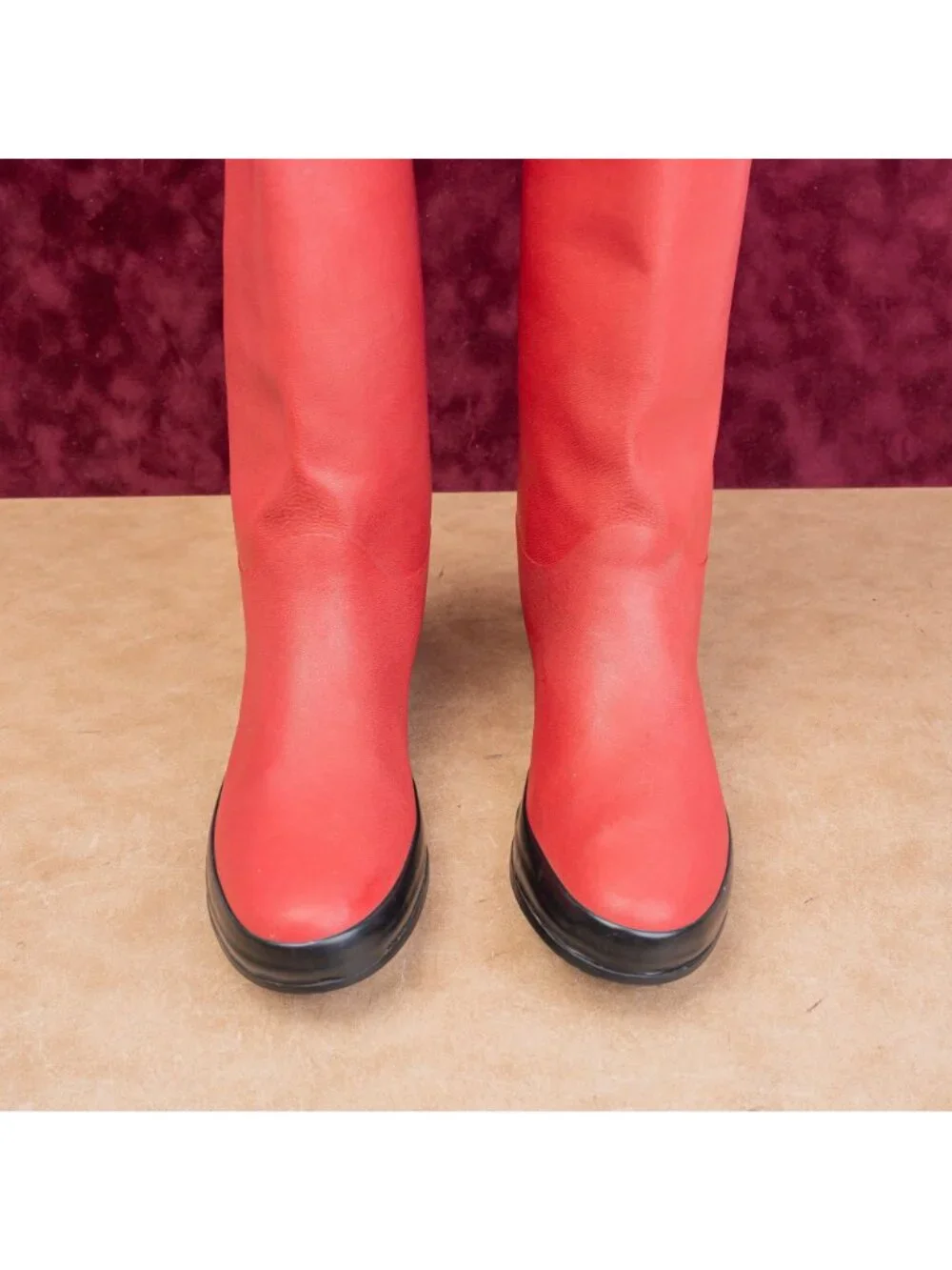 Cole Haan Women Vintage Y2K Wellies Festival Party Red Rubber Rain Boots sz 9