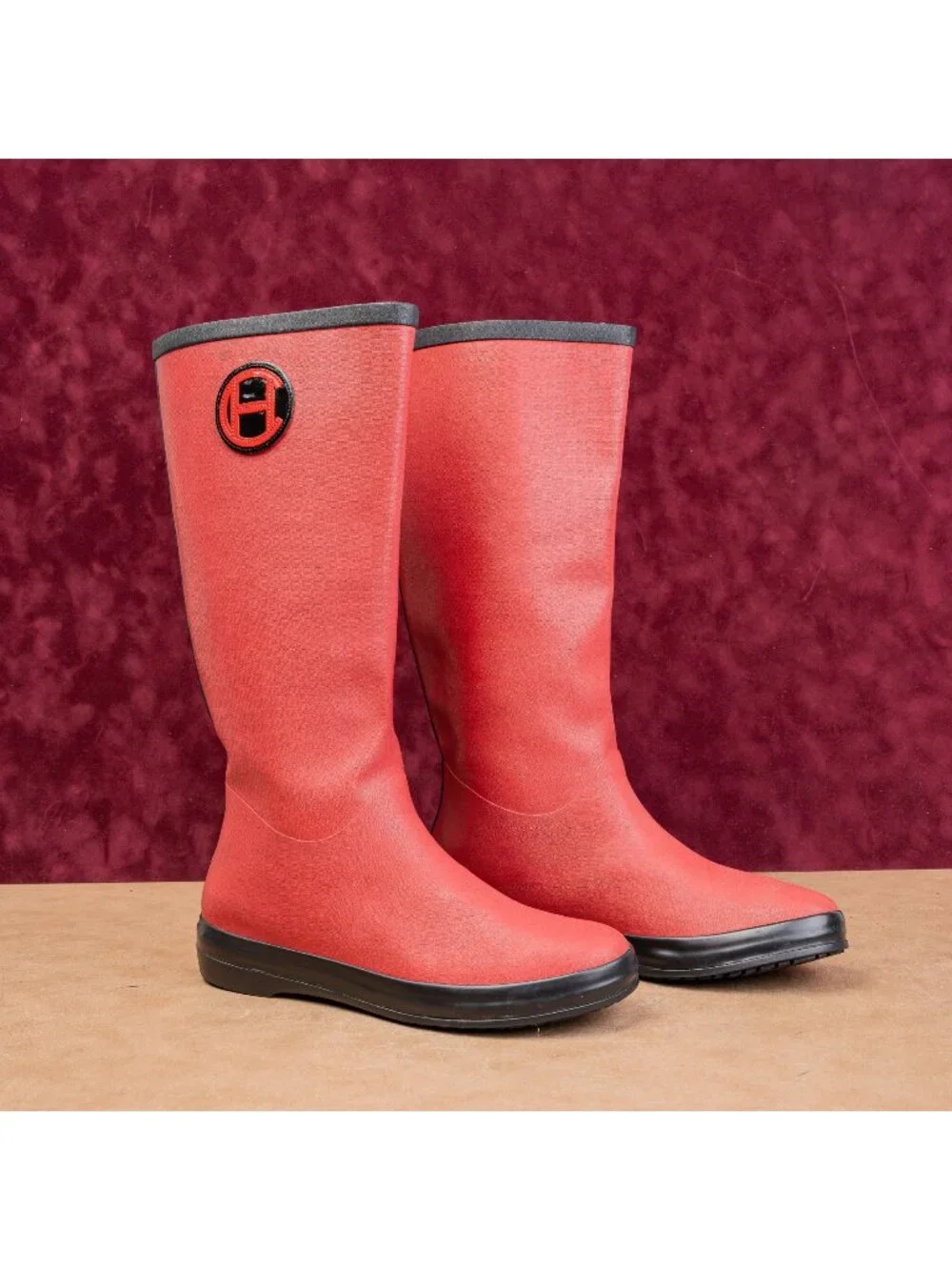Cole Haan Women Vintage Y2K Wellies Festival Party Red Rubber Rain Boots sz 9