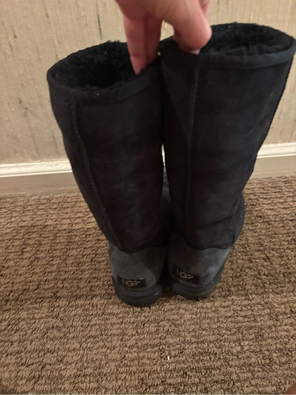 UGG Black Suede Mid-Calf Winter Boots