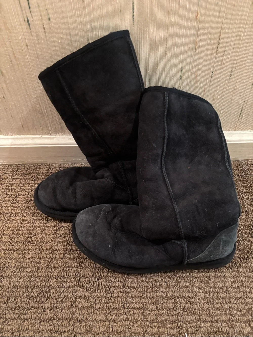 UGG Black Suede Mid-Calf Winter Boots