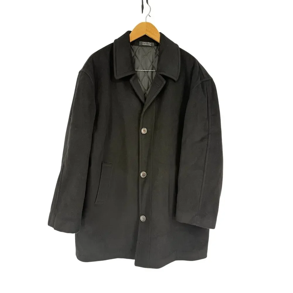 Lauren Ralph Lauren Green Label Wool Overcoat SZ L Black 100% Wool Classic