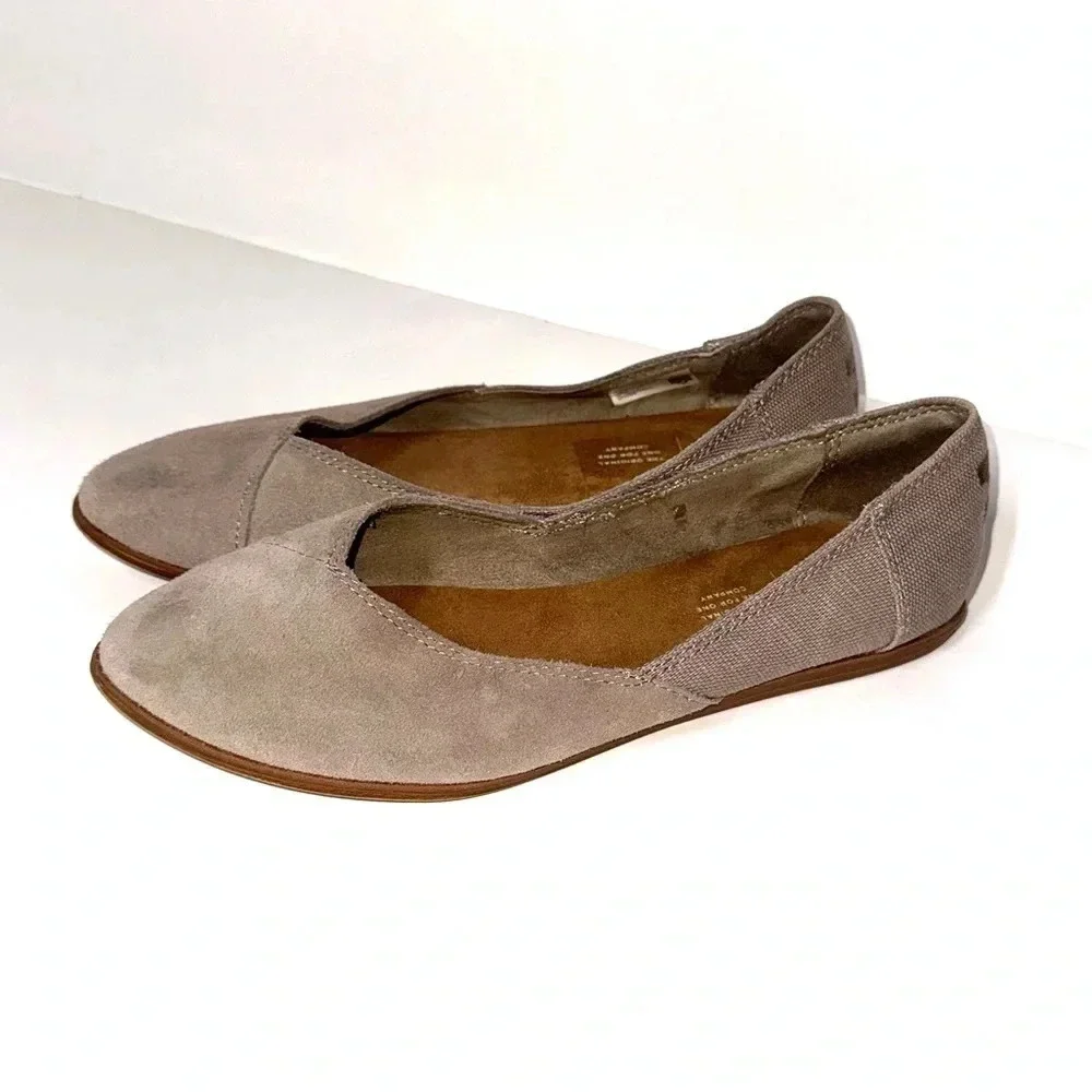 TOMS Jutti Suede Canvas Ballet Flats Size 8