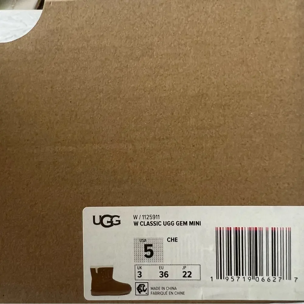 UGG Classic Gem Mini Boots In Chestnut Brown Women Size 5