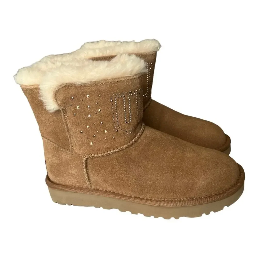 UGG Classic Gem Mini Boots In Chestnut Brown Women Size 5
