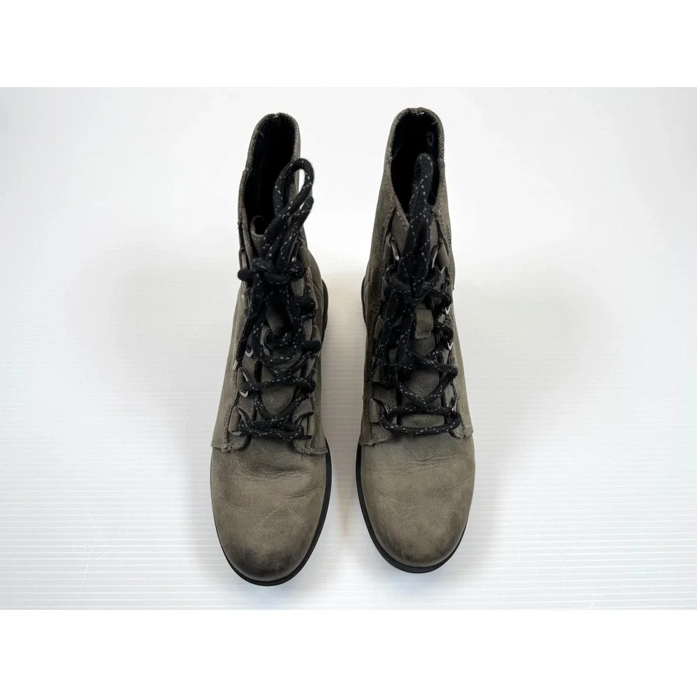 Sorel Phoenix Short Lace Boots ‎ Women 7.5 EUC Leather Waterproof Quarry Comfort
