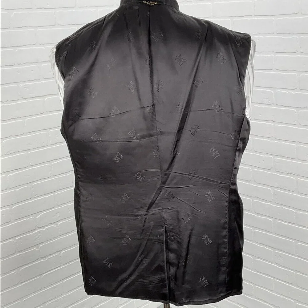 Jos A Bank Blazer Men 46R Charcoal Gray White Pinstripe‎ Signature Gold Jacket