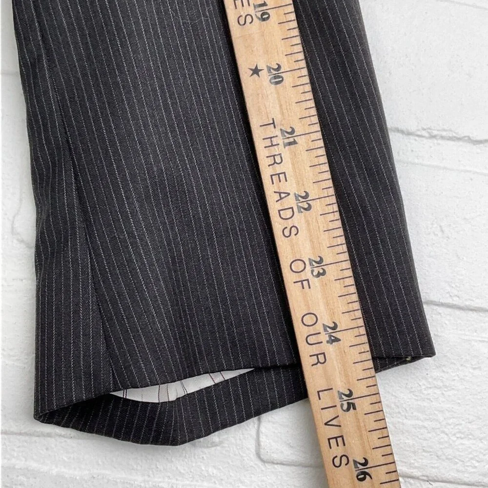 Jos A Bank Blazer Men 46R Charcoal Gray White Pinstripe‎ Signature Gold Jacket