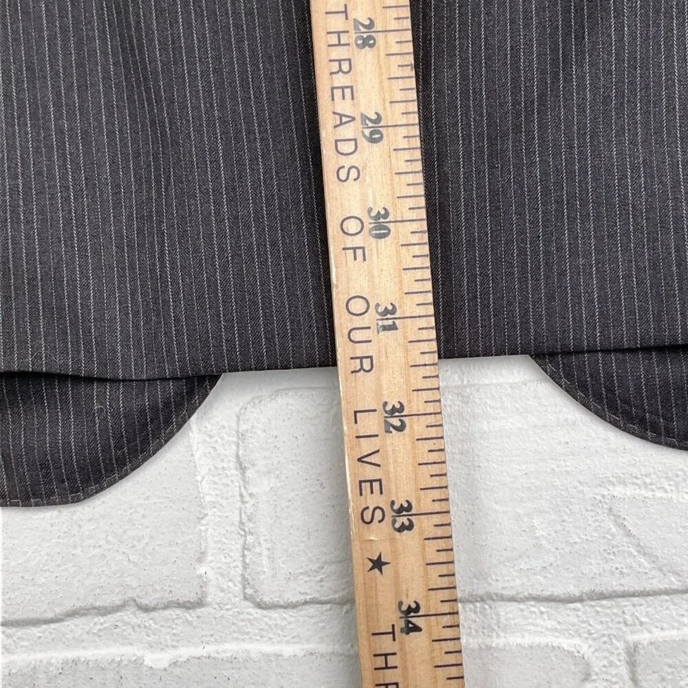 Jos A Bank Blazer Men 46R Charcoal Gray White Pinstripe‎ Signature Gold Jacket