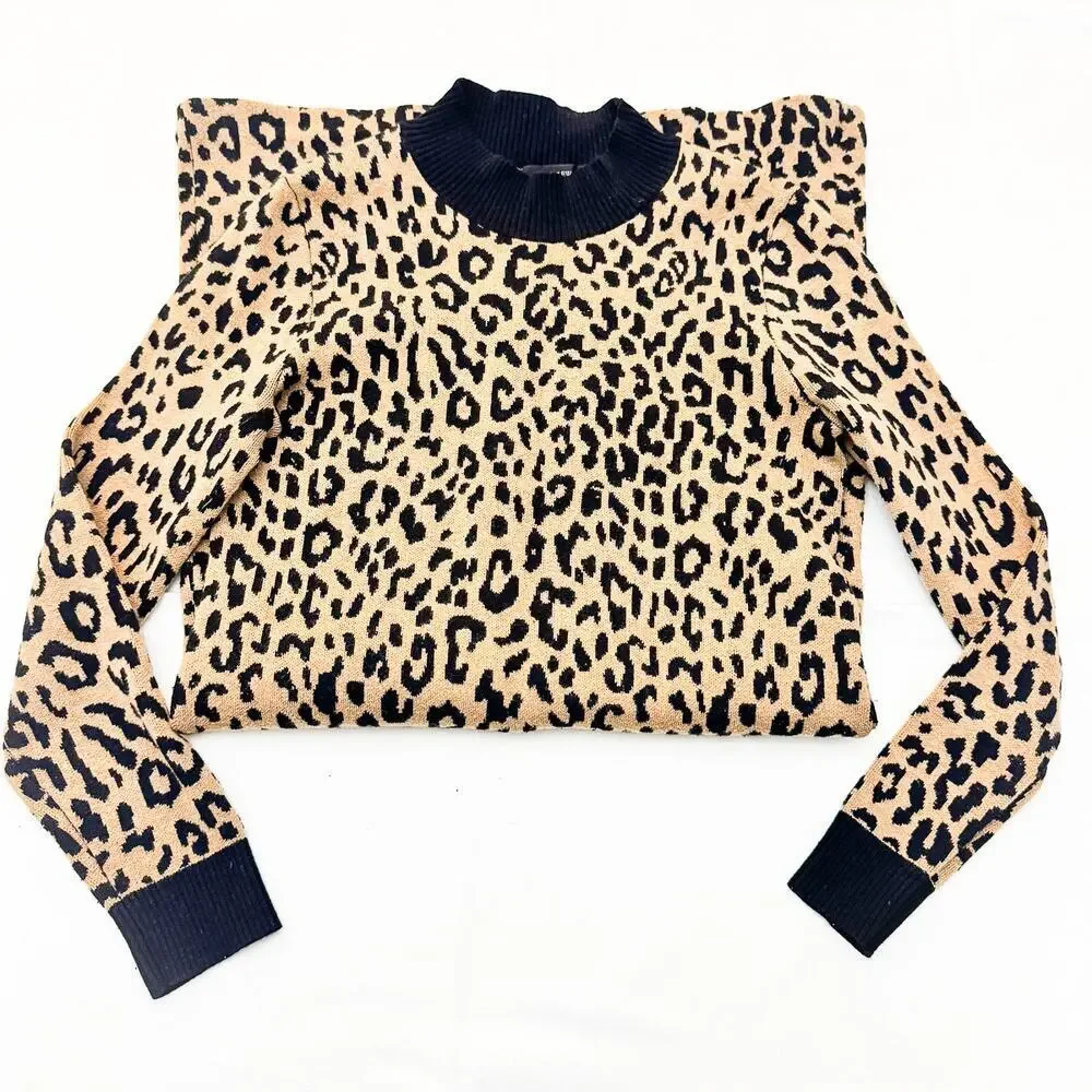 J. Crew Merino Wool Blend Leopard Print Long Sleeve Sweater Dress Size XS