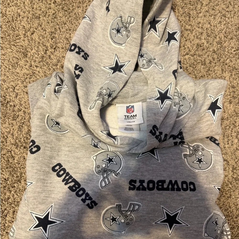 NFL Kids Dallas Cowboys Allover Logo Gray Hoodie