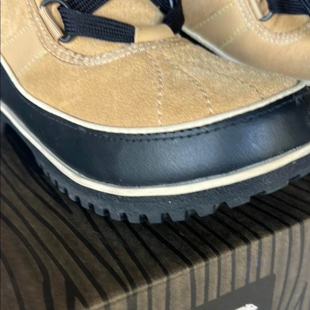 Sorel Tan and Black Winter Rain Boots Durable Design