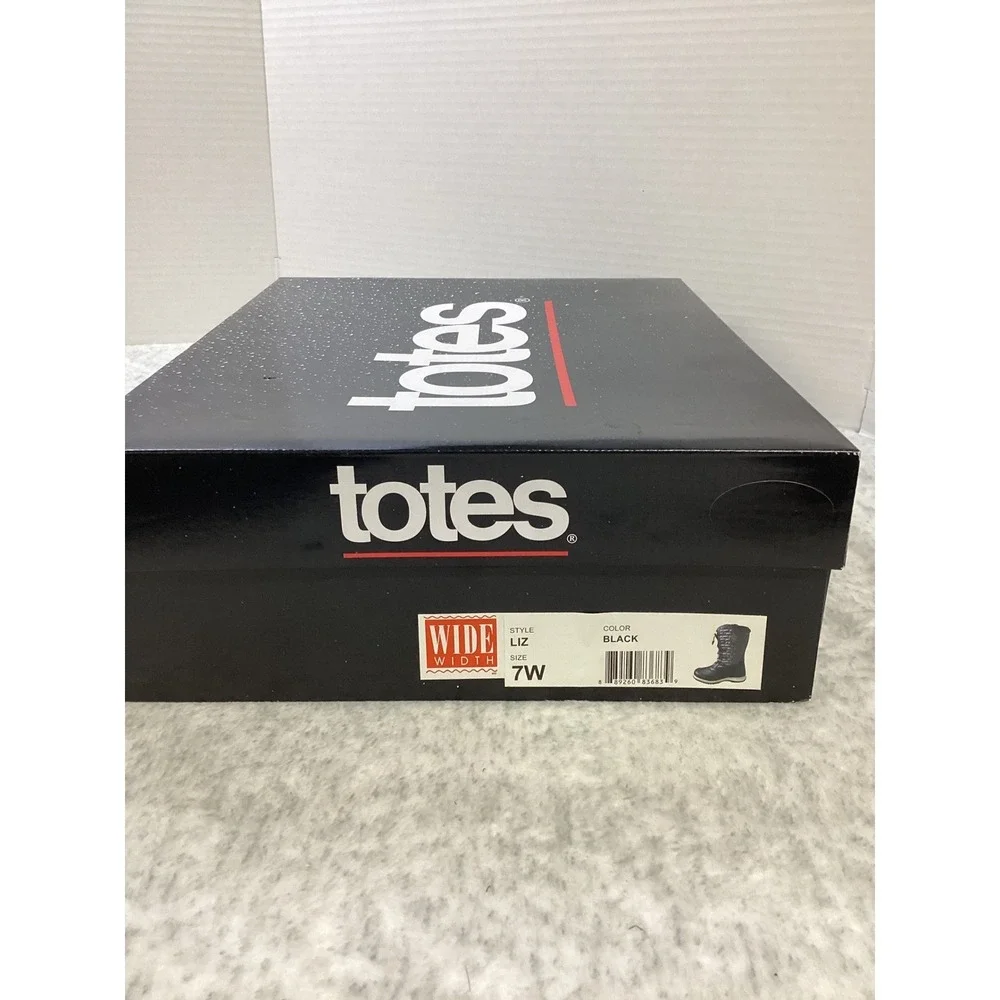 Totes Liz Womens‎ Black Quilted Faux Fur Winter Snow Boots Wide Width 7W New