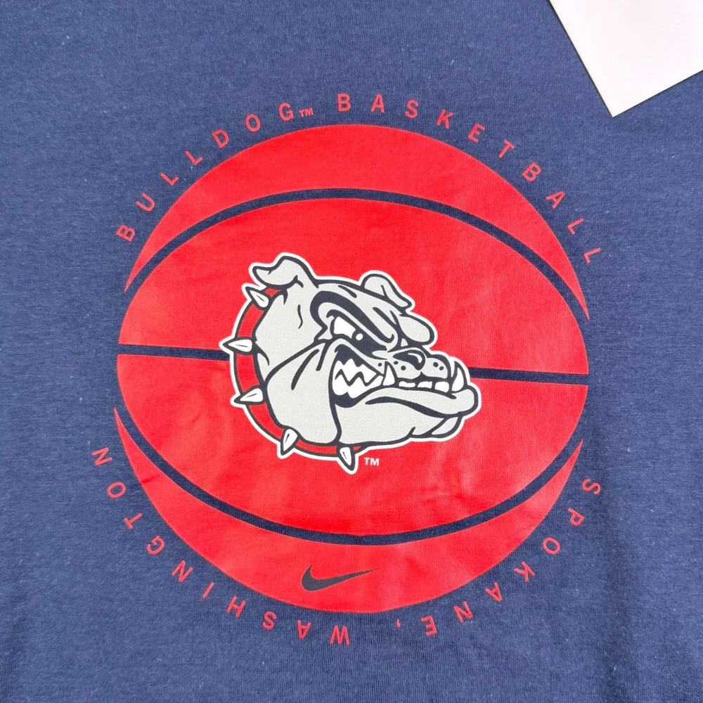 Nike Gonzaga Bulldogs Basketball Navy Blue Graphic T-Shirt Large B11377D NCAA