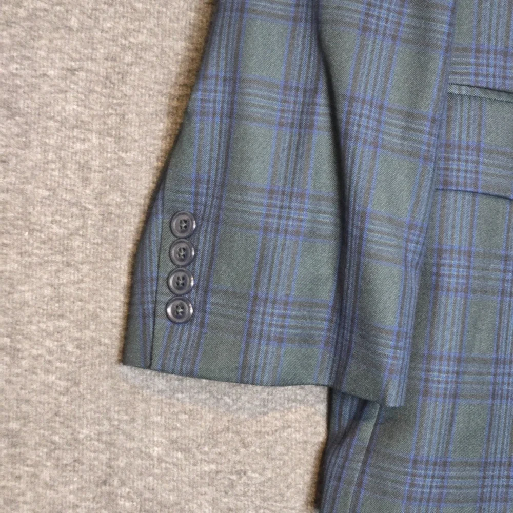 Oak Hill Sport Coat Men's 3XL Green‎ Blue Plaid 2 Button Blazer Jacket
